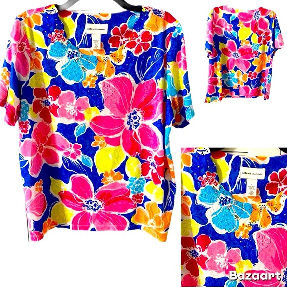 EUC ALFRED DUNNER Top, Embellishments, Lace, Floral, Sz L, Cottagecore, Artsy - Picture 11 of 11